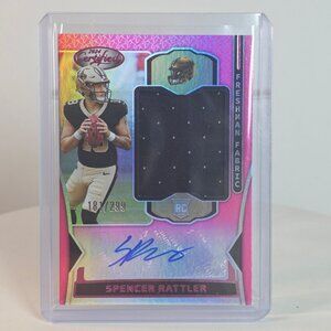 2022 Panini Certified Freshman Fabric Spencer Rattler Rookie Card Auto Jersey Pa